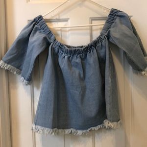 J.O.A. Off the shoulder denim top
